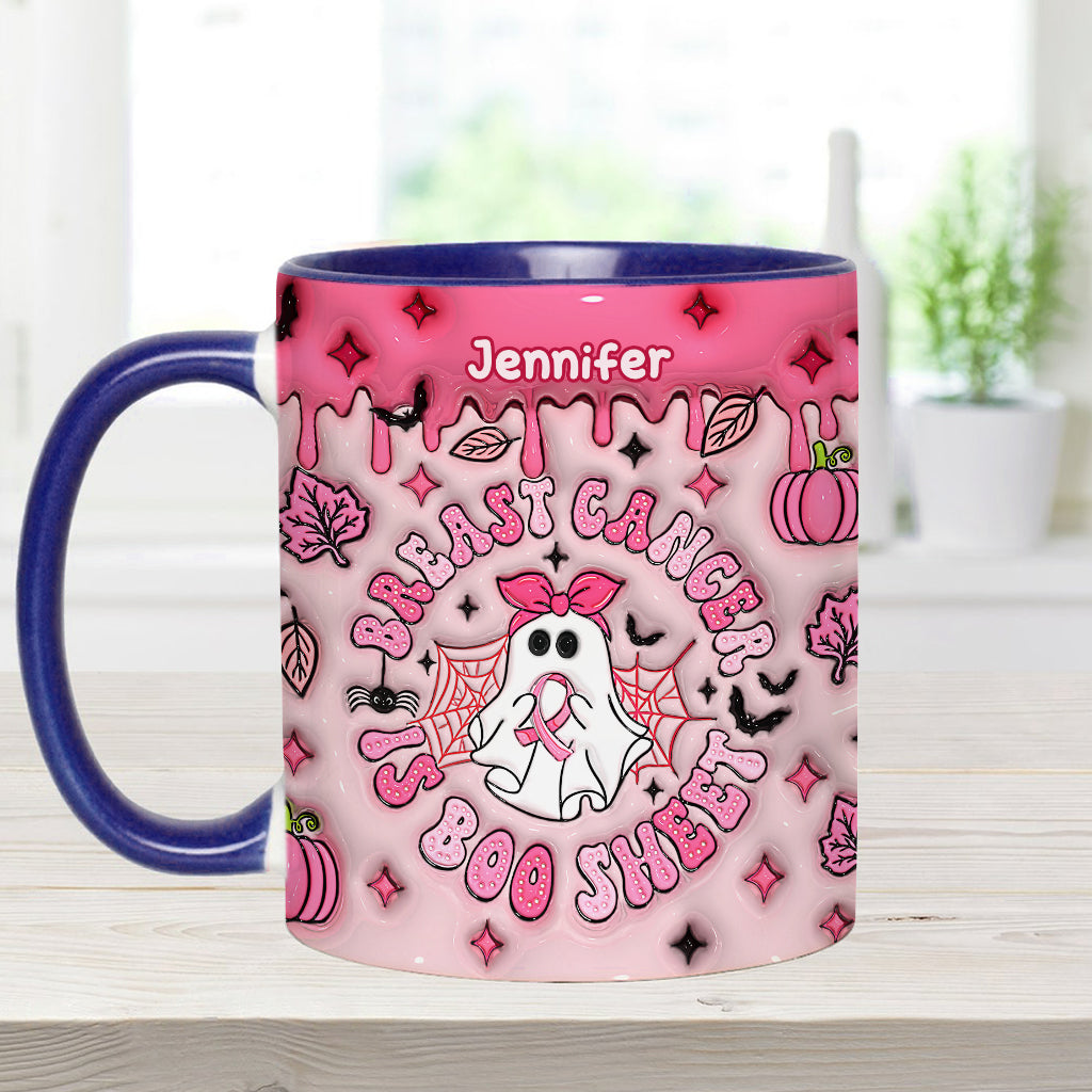 Breast Cancer Is Boo Sheet - Personalized Breast Cancer Awareness Accent Mug