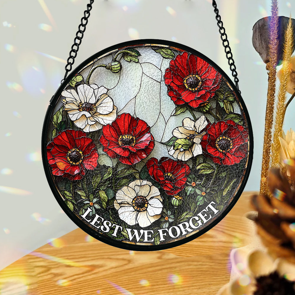 Lest We Forget - Personalized Veteran Stained Glass Suncatcher