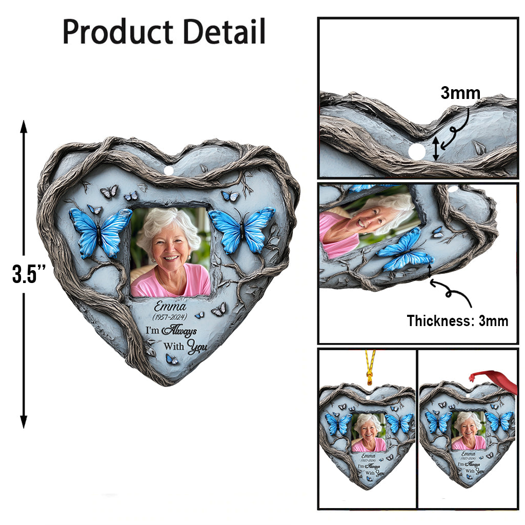 In Loving Memory Blue Butterfly - Personalized Memorial Custom Shaped Ornament