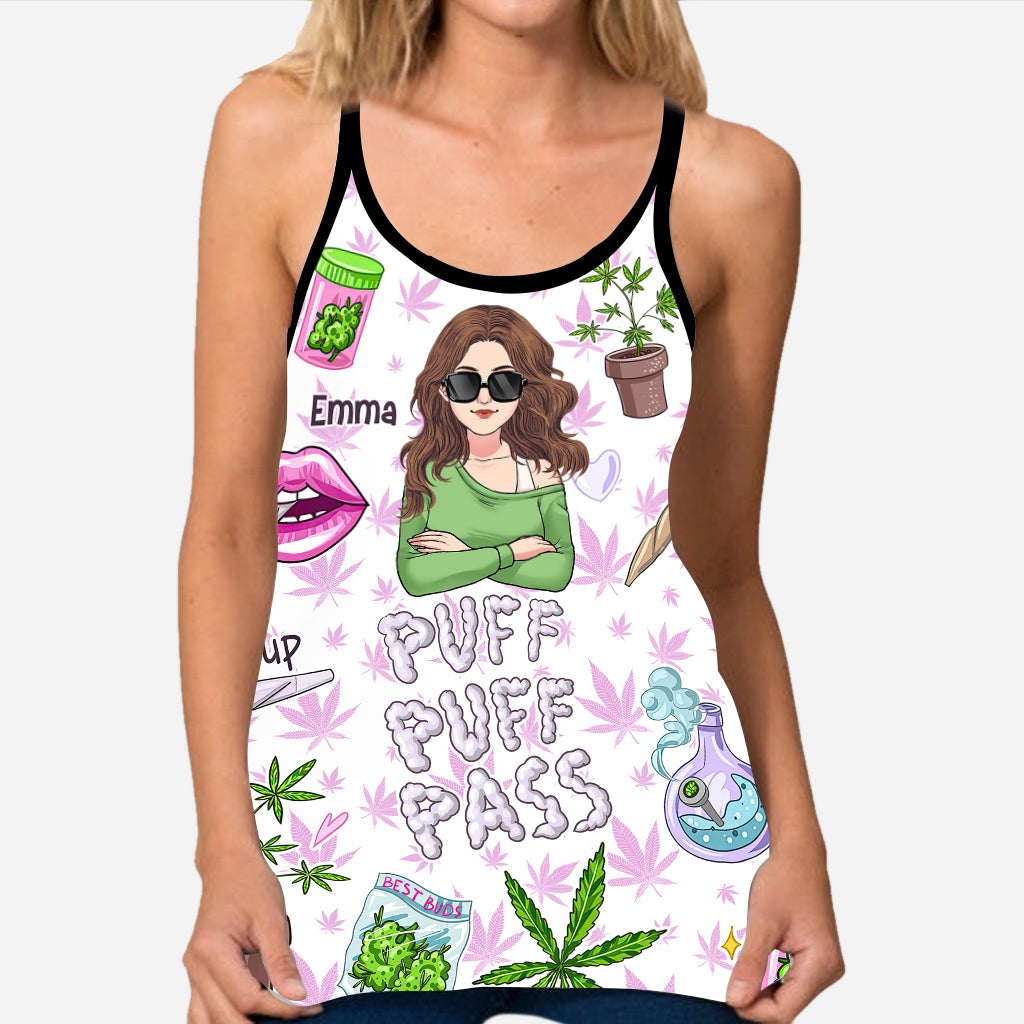Puff Puff Pass - Personalized Weed Cross Tank Top and Leggings