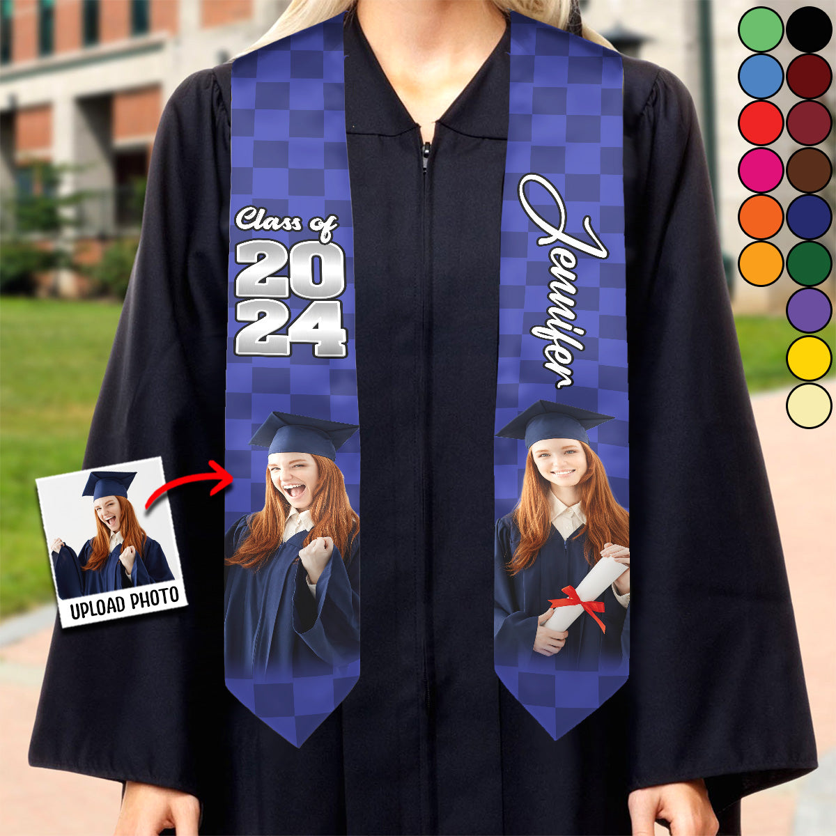 Photo Custom Graduation Stole Sash - Personalized Graduation Graduation Stole