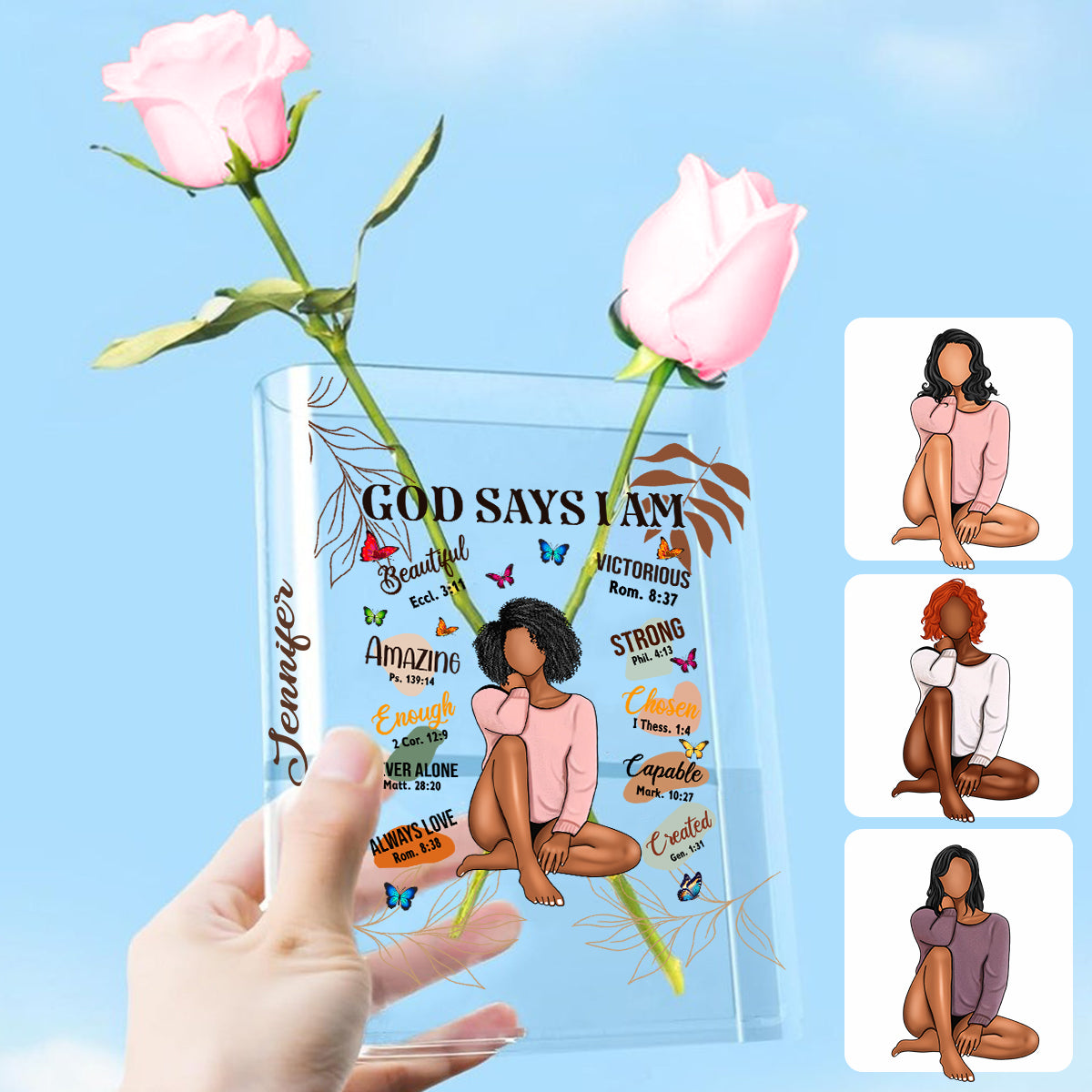 God Says You Are - Personalized African American Book Vase