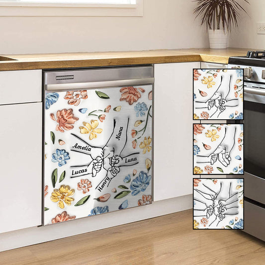 Floral Inflated Hands Holding - Personalized Grandma Dishwasher Cover