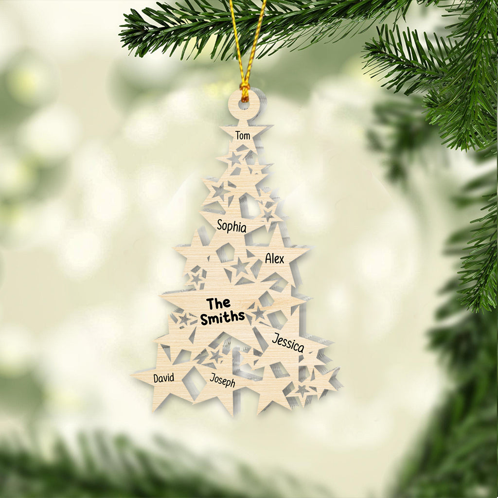 Star Christmas Tree Family Custom Names - Personalized Family Ornament