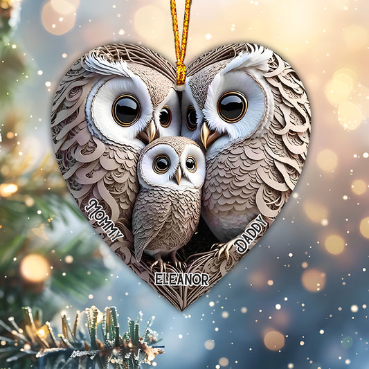 1st Christmas Owl Family - Personalized Kid Ornament