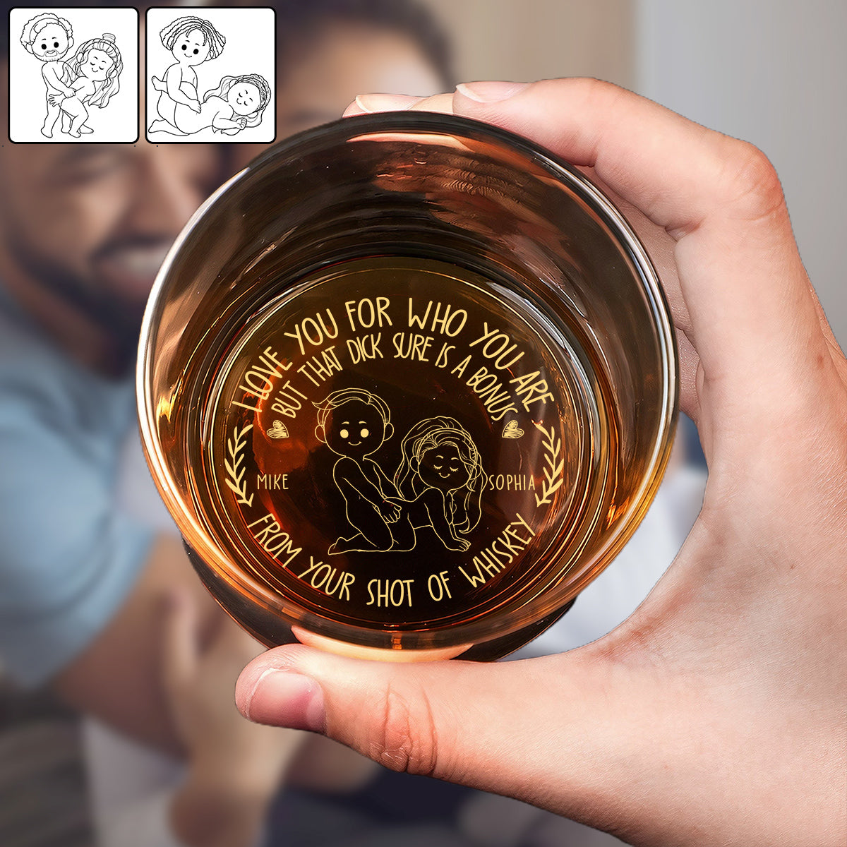 I Love You For Who You Are - Personalized Couple Engraved Whiskey Glass
