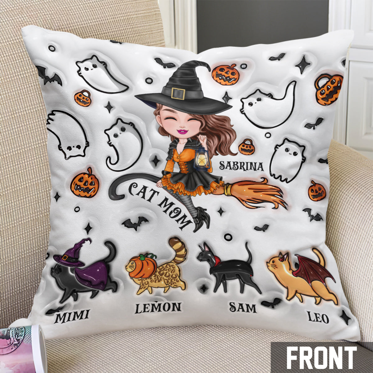 Cat Mom - Personalized Cat Throw Pillow