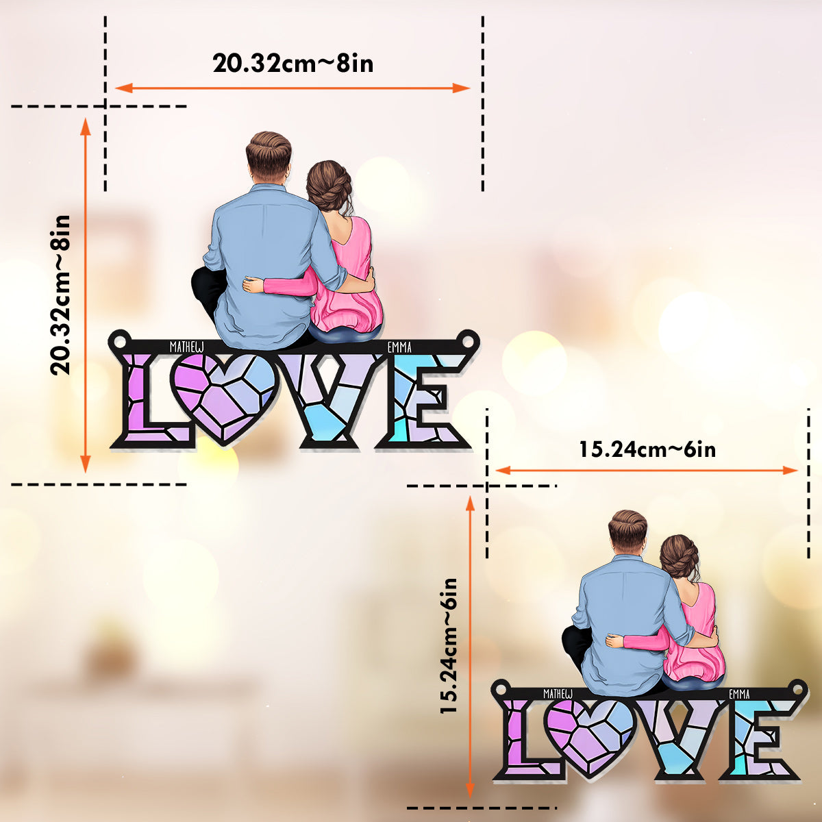 I Love You - Personalized Couple Window Hanging Suncatcher Ornament