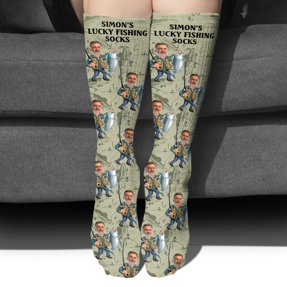 Funny Caricature Face - Personalized Fishing Socks