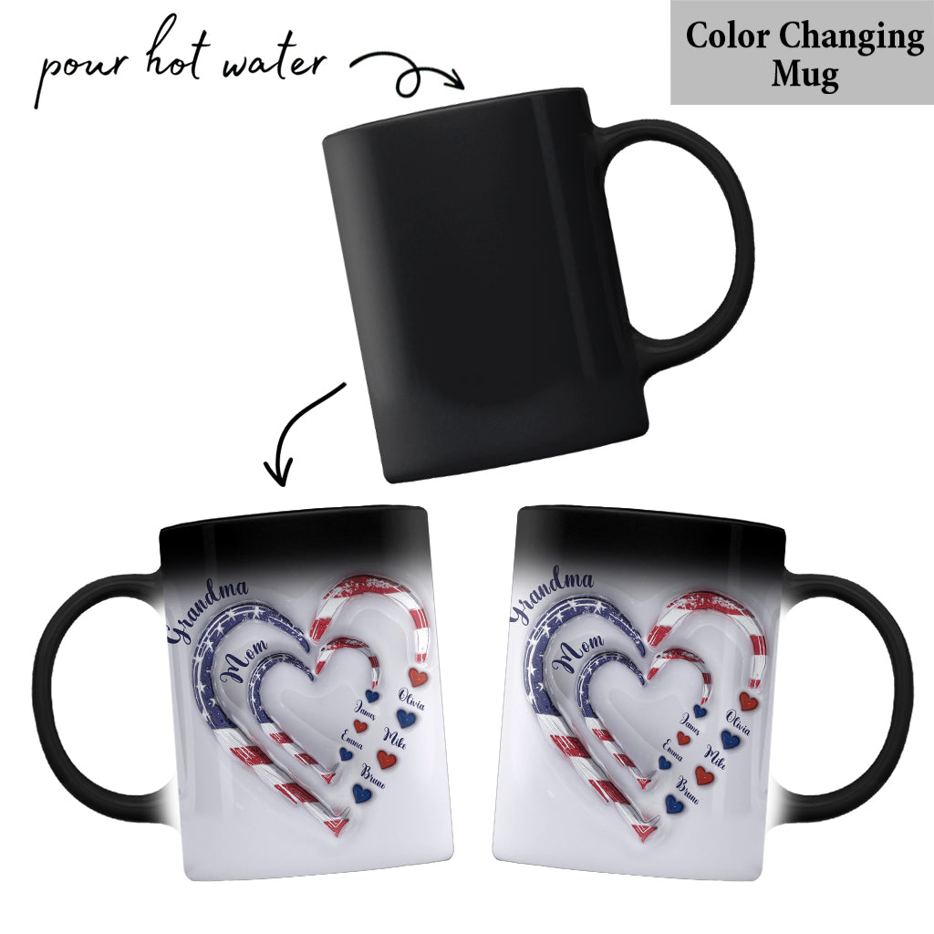 4th Of July Grandma's Hearts - Personalized Grandma Mug