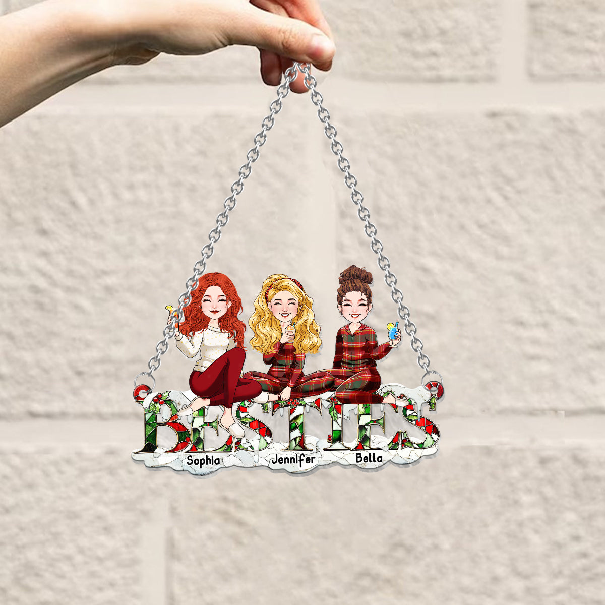 Besties Forever - Personalized Bestie Window Hanging Suncatcher Ornament