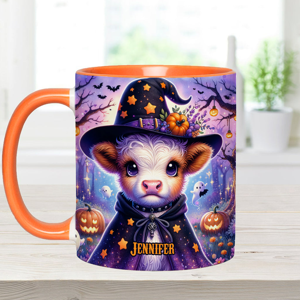 Baby Highland Cow Witch Halloween - Personalized Accent Mug