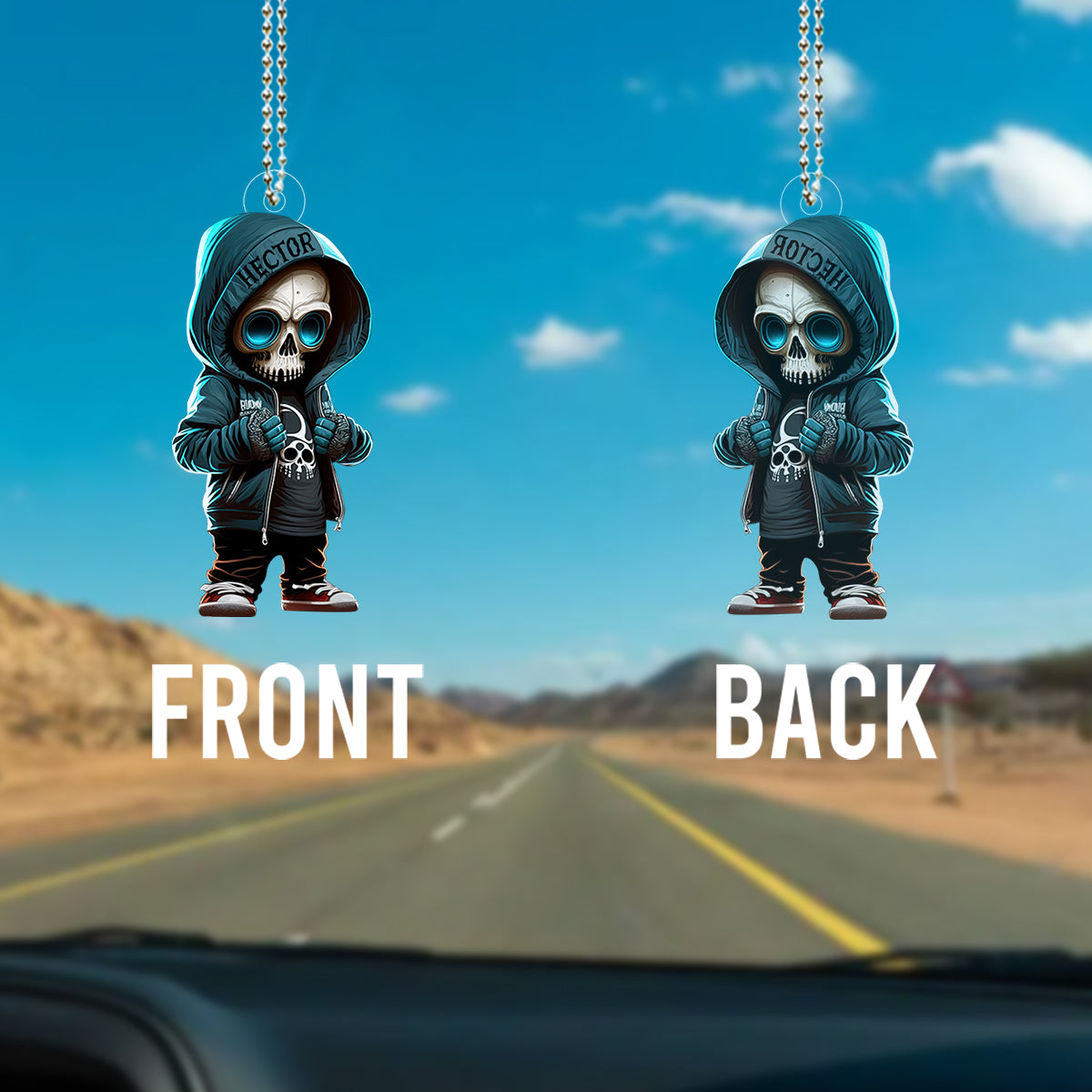 Stylish Skeleton - Personalized Skull Custom Shaped Car Ornament