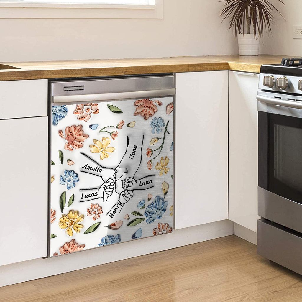 Floral Inflated Hands Holding - Personalized Grandma Dishwasher Cover