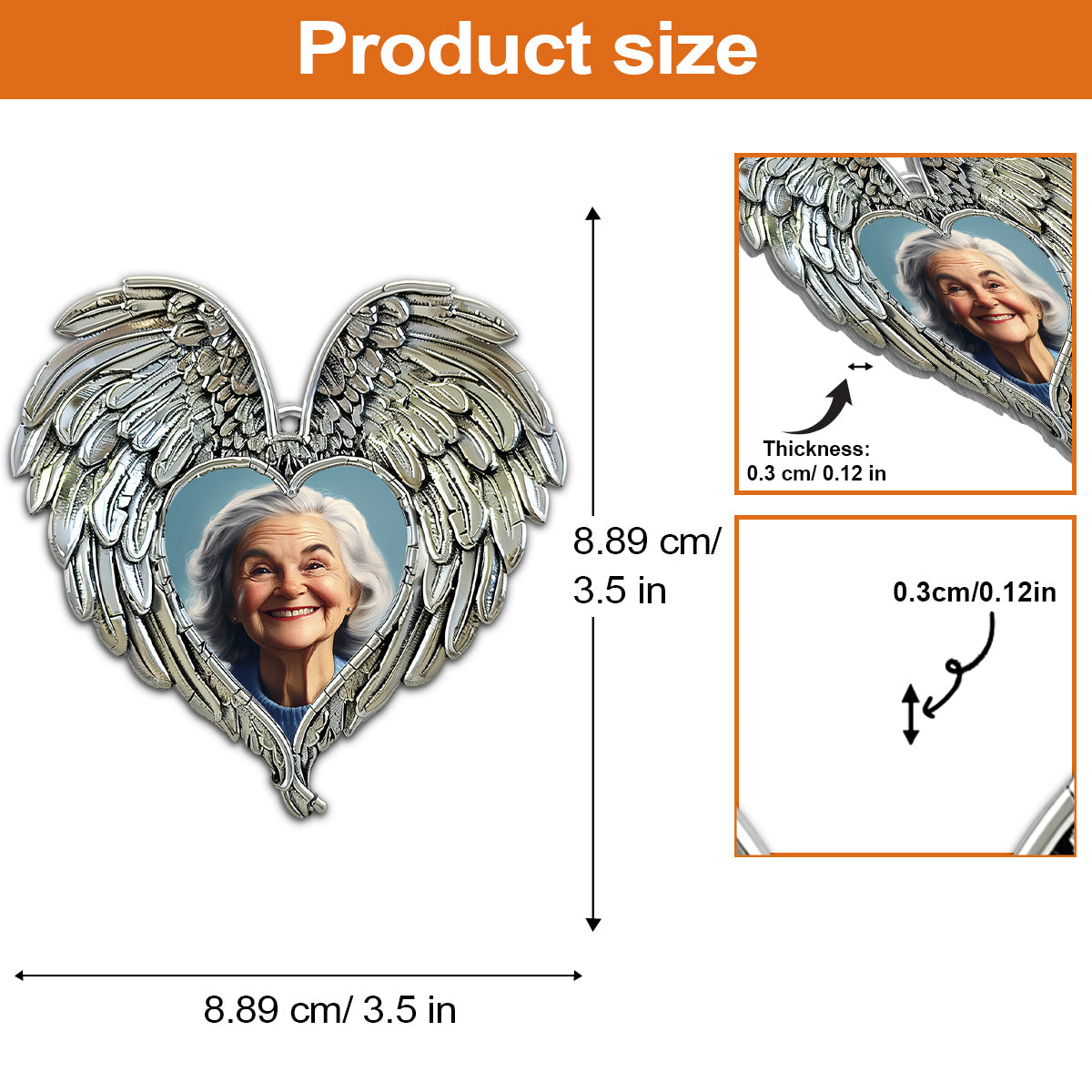 A Piece of My Heart Lives In Heaven - Personalized Memorial Shaped Aluminium Ornament (Print On Both Side)