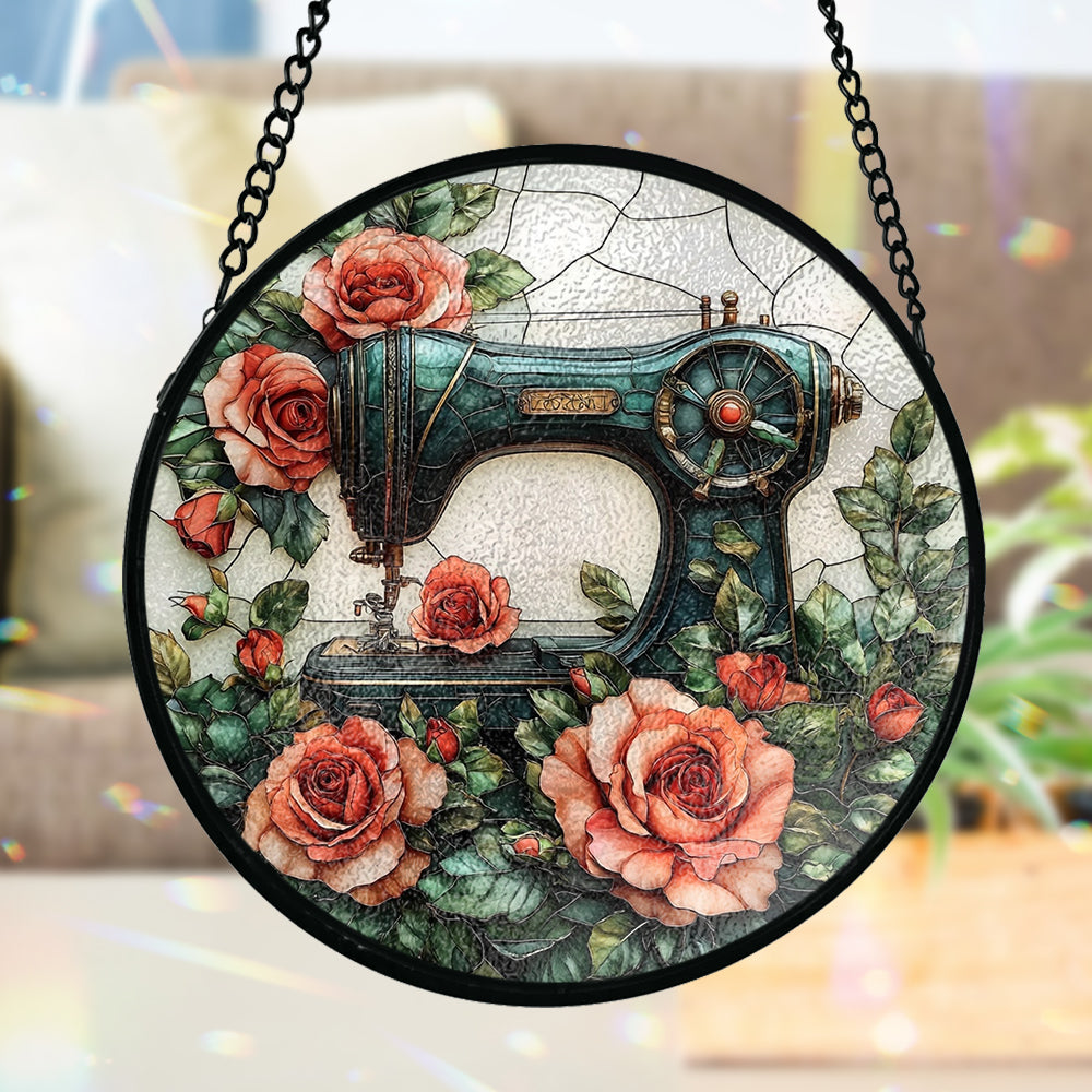 Beautiful Sewing Machine - Personalized Sewing Stained Glass Suncatcher
