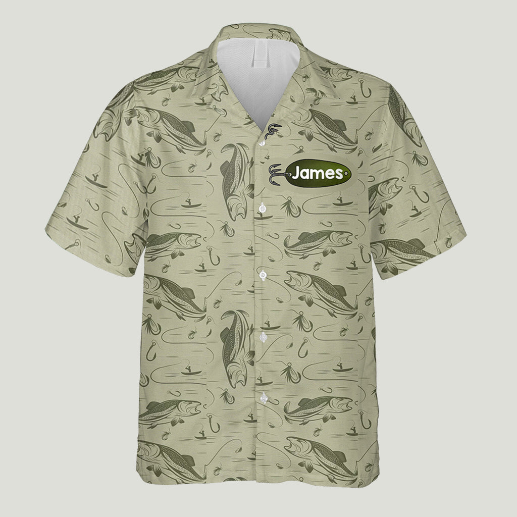 Hooked On Being Dad/ Grandpa... - Personalized Fishing Hawaiian Shirt