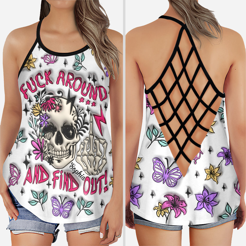 Fuck Around And Find Out - Personalized Skull Cross Tank Top