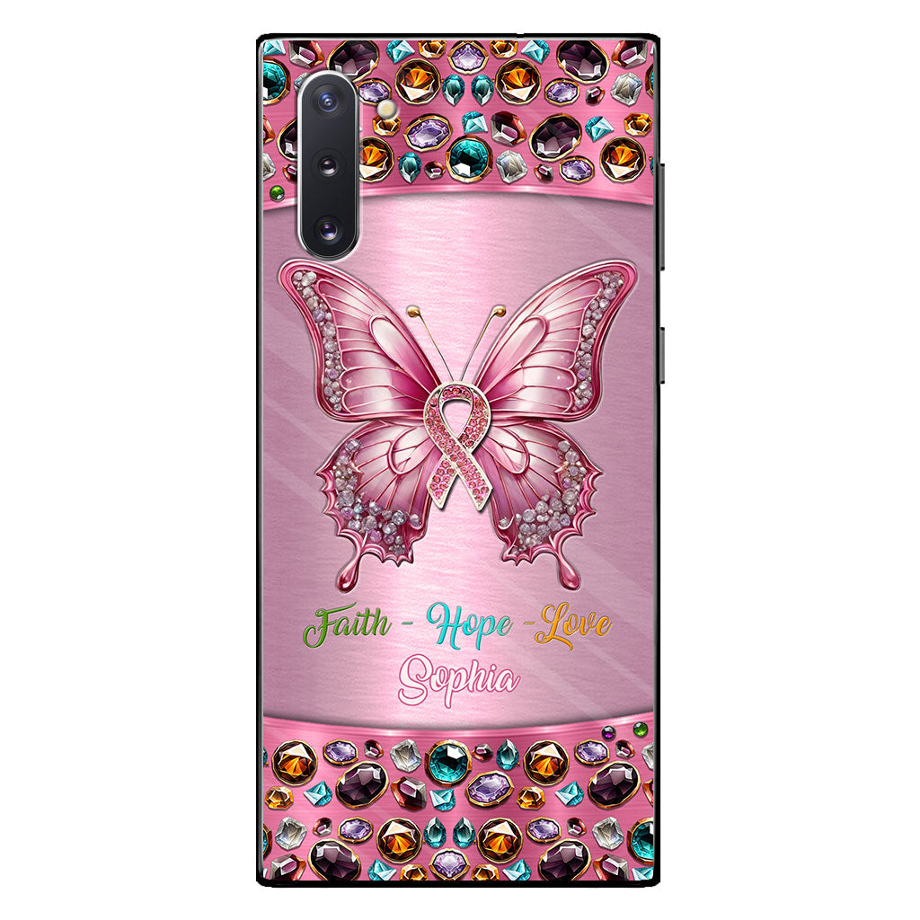 Hope For A Cure - Personalized Breast Cancer Awareness Clear Phone Case