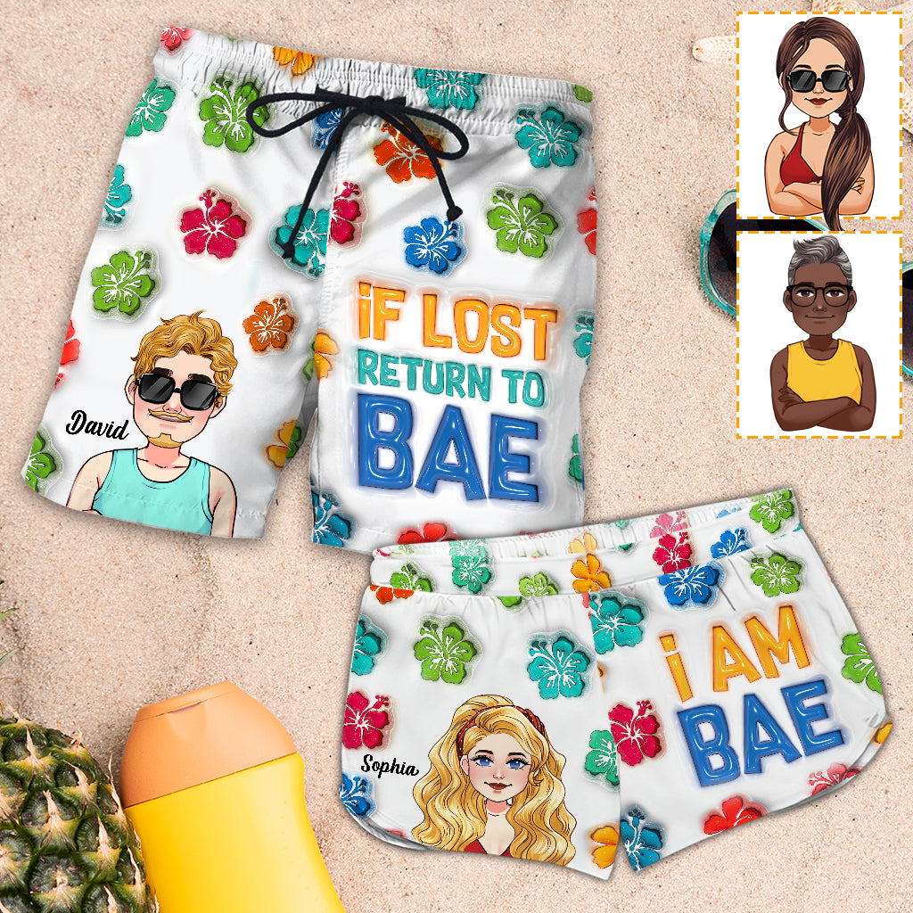 If Lost Return To Bae - Personalized Couple Men Shorts and Women Shorts