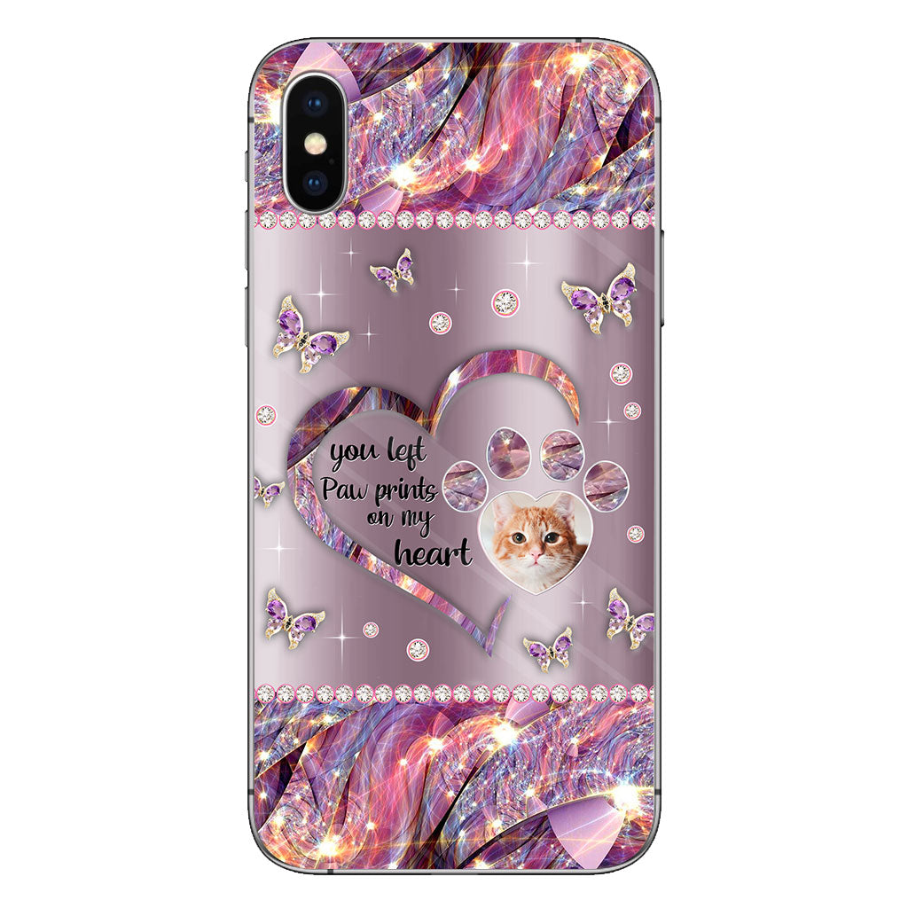 You Left Paw Prints In My Heart - Personalized Dog Phone Case