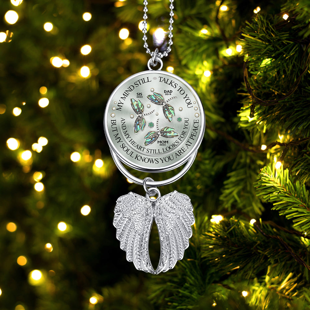 My Mind Still Talks To You - Personalized Memorial Wings Ornament