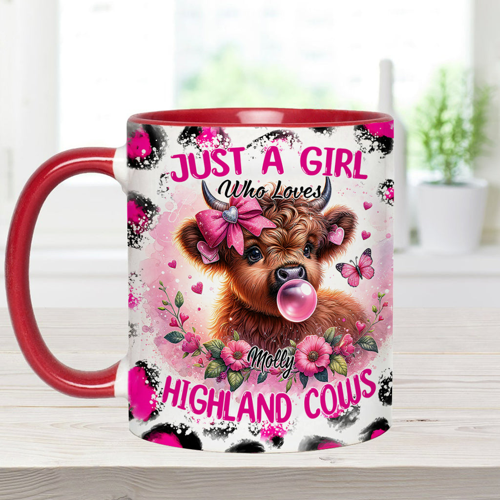 Cute Pink Highland Cow - Personalized Accent Mug