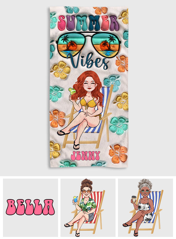 Summer Vibes - Personalized Sea Lover Beach Towel