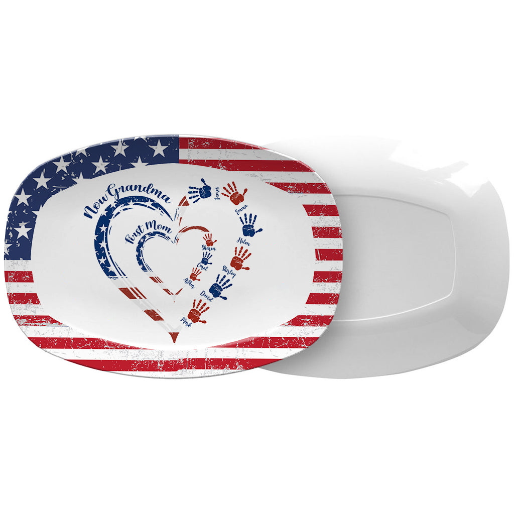 First Mom Now Grandma - Personalized Grandma Plate