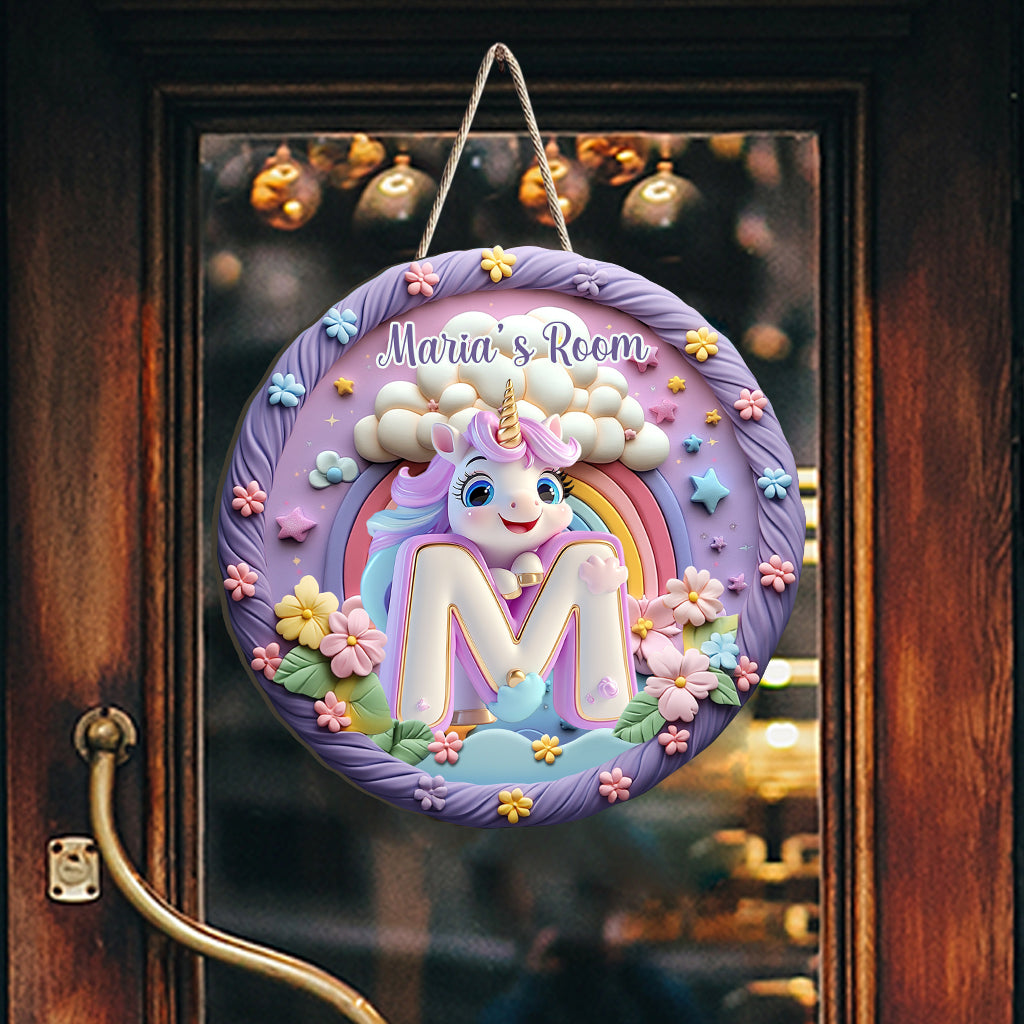 Cute Unicorn Letter - Personalized Kid Custom Shaped Wood Sign