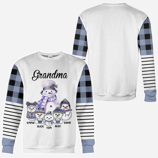 Grandma Snowman - Personalized Grandma All Over Shirt