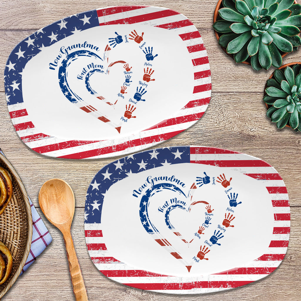 First Mom Now Grandma - Personalized Grandma Plate