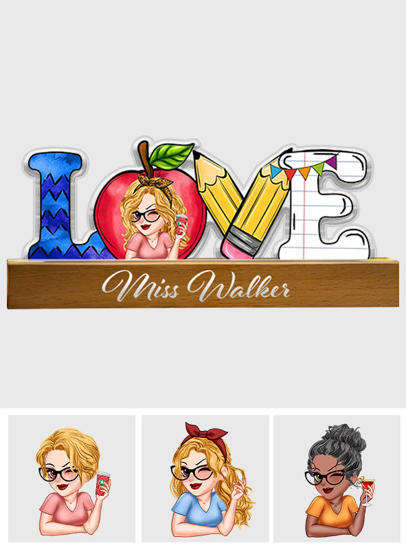 Love Teaching Life - Personalized Teacher Shaped Led Night Light