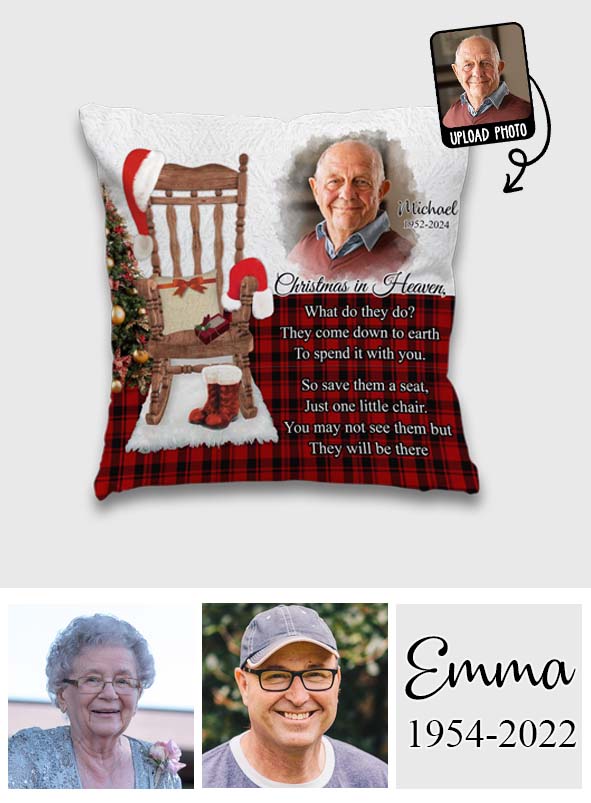 Christmas In Heaven - Personalized Memorial Throw Pillow