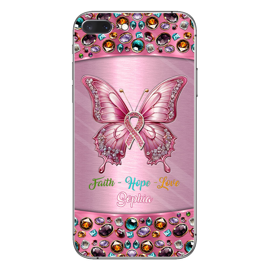 Hope For A Cure - Personalized Breast Cancer Awareness Clear Phone Case