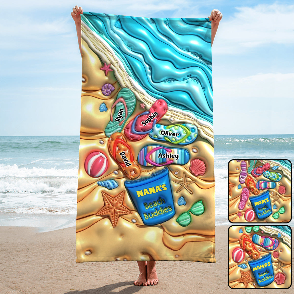 Nana's Beach Buddies - Personalized Grandma Beach Towel