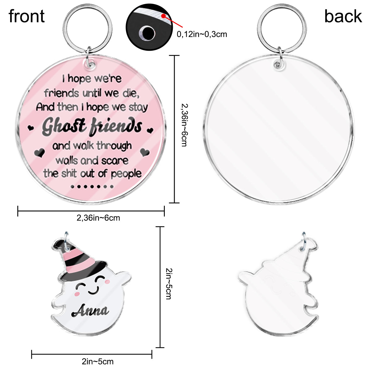 Ghost Friends - Personalized Bestie Keychain with Charms