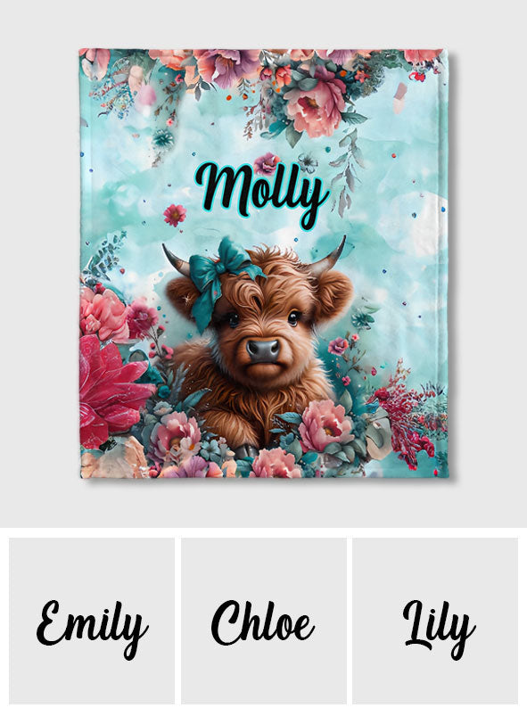Cute Baby Cow - Personalized Blanket