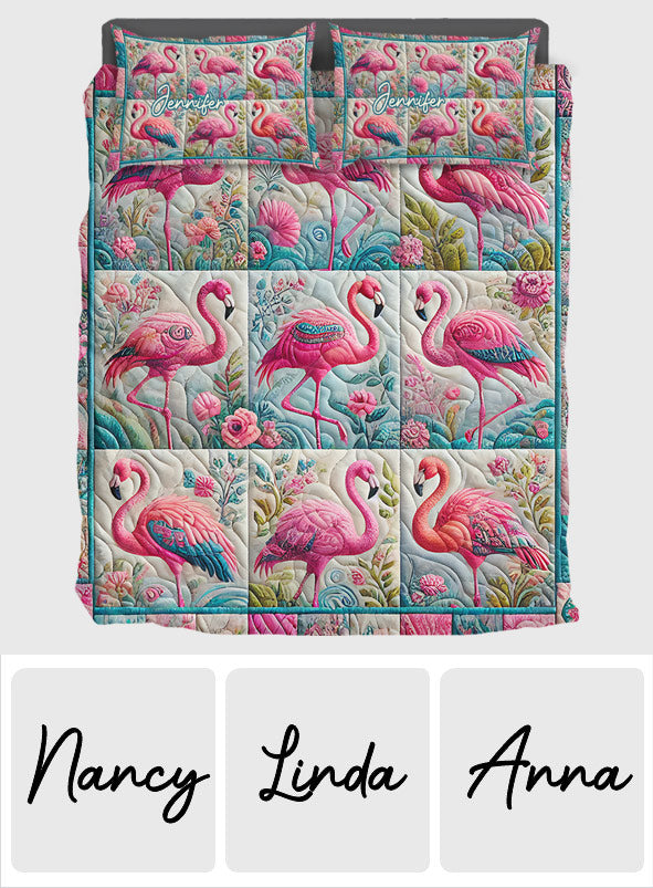 Vintage Flamingo - Personalized Flamingo Bedding Set