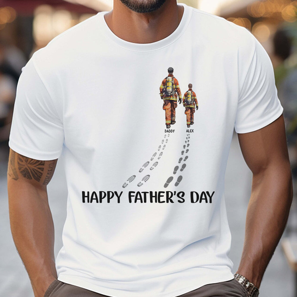 Happy Father's Day Firefighter Dad - Personalized Firefighter T-shirt And Hoodie