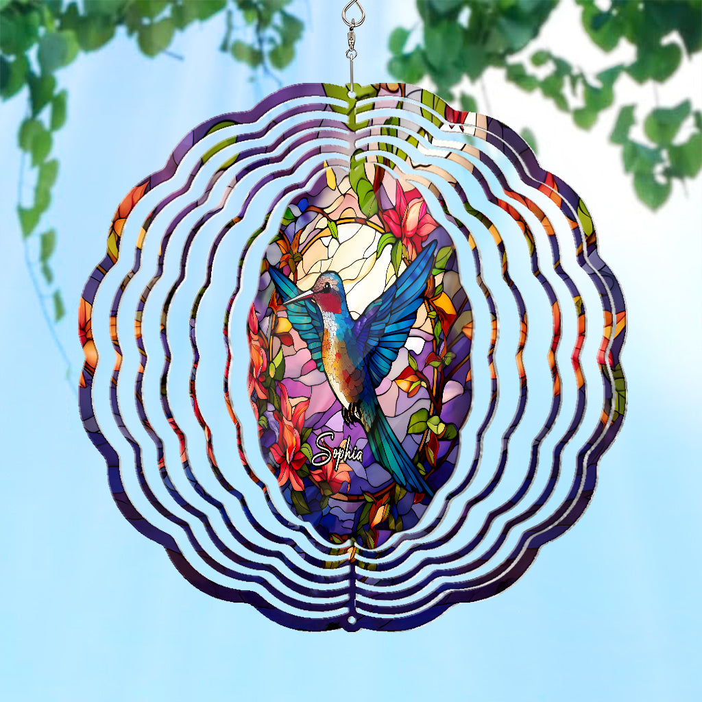Stained Glass Hummingbird - Personalized Hummingbird Wind Spinner