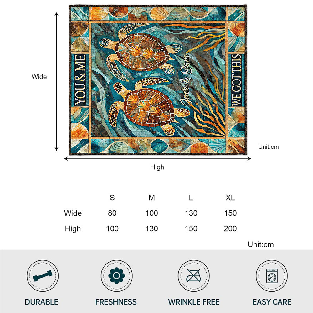 You & Me, We Got This - Personalized Turtle Blanket