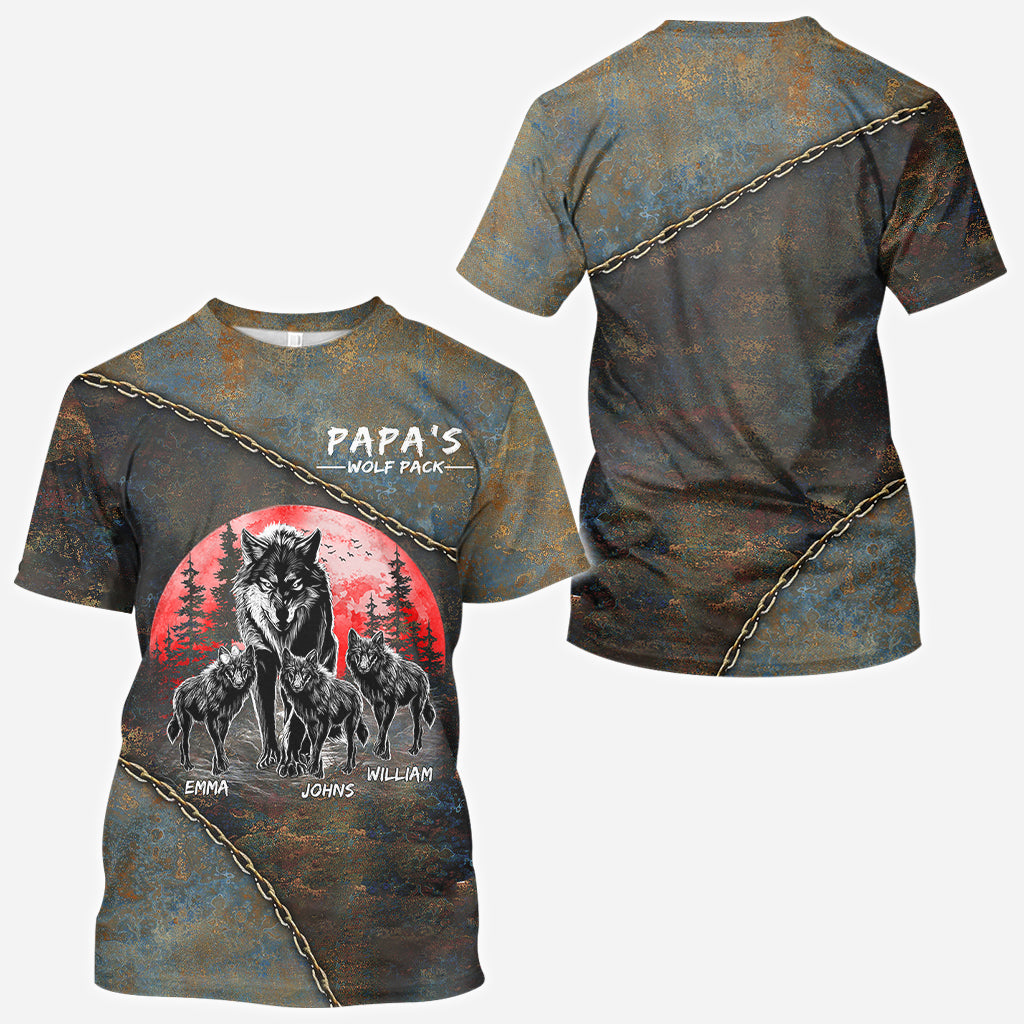 Papa Wolf Pack - Personalized Father All Over Shirt