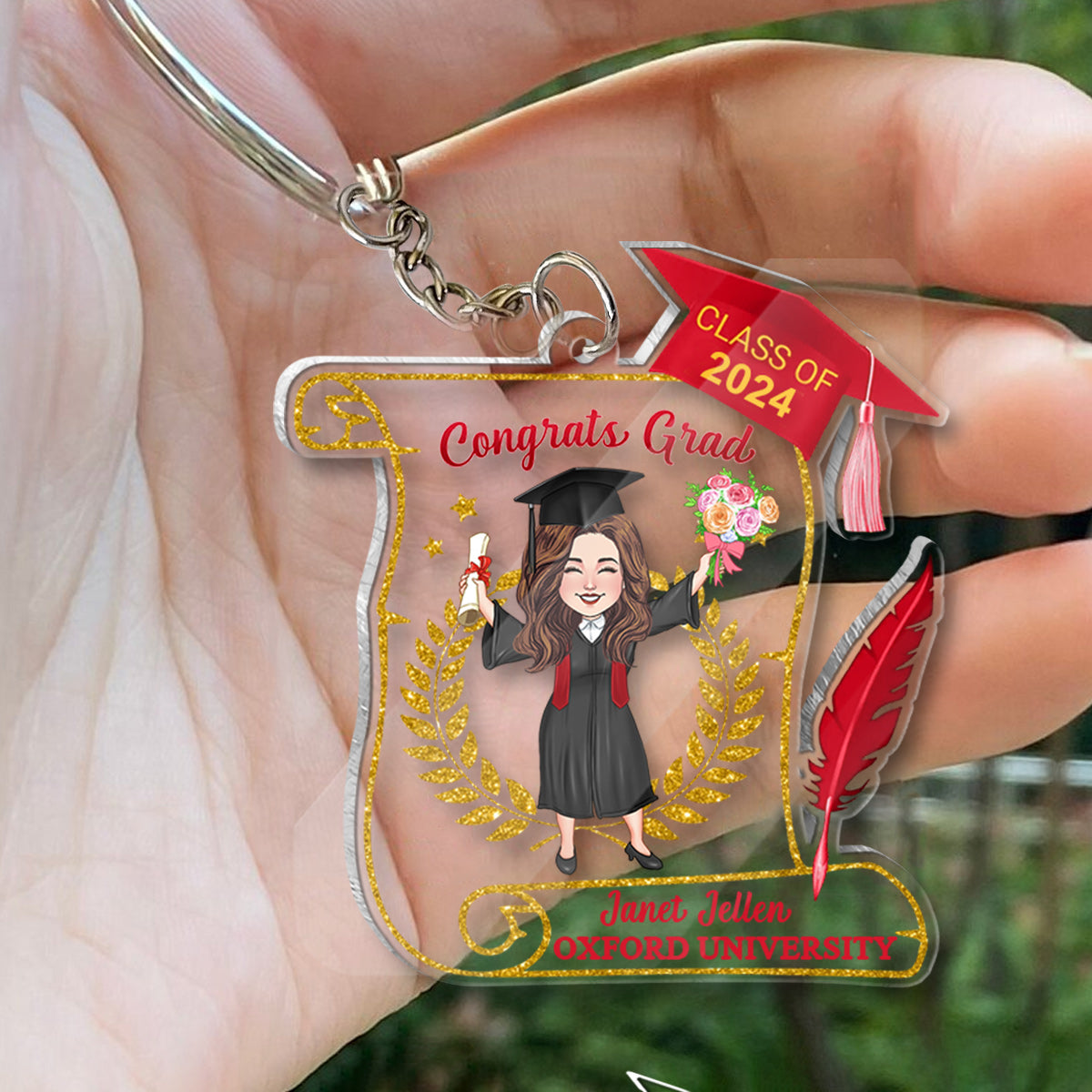 Congratulation Grad - Personalized Graduation Transparent Keychain