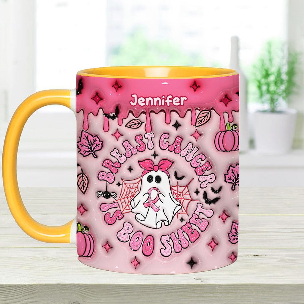 Breast Cancer Is Boo Sheet - Personalized Breast Cancer Awareness Accent Mug