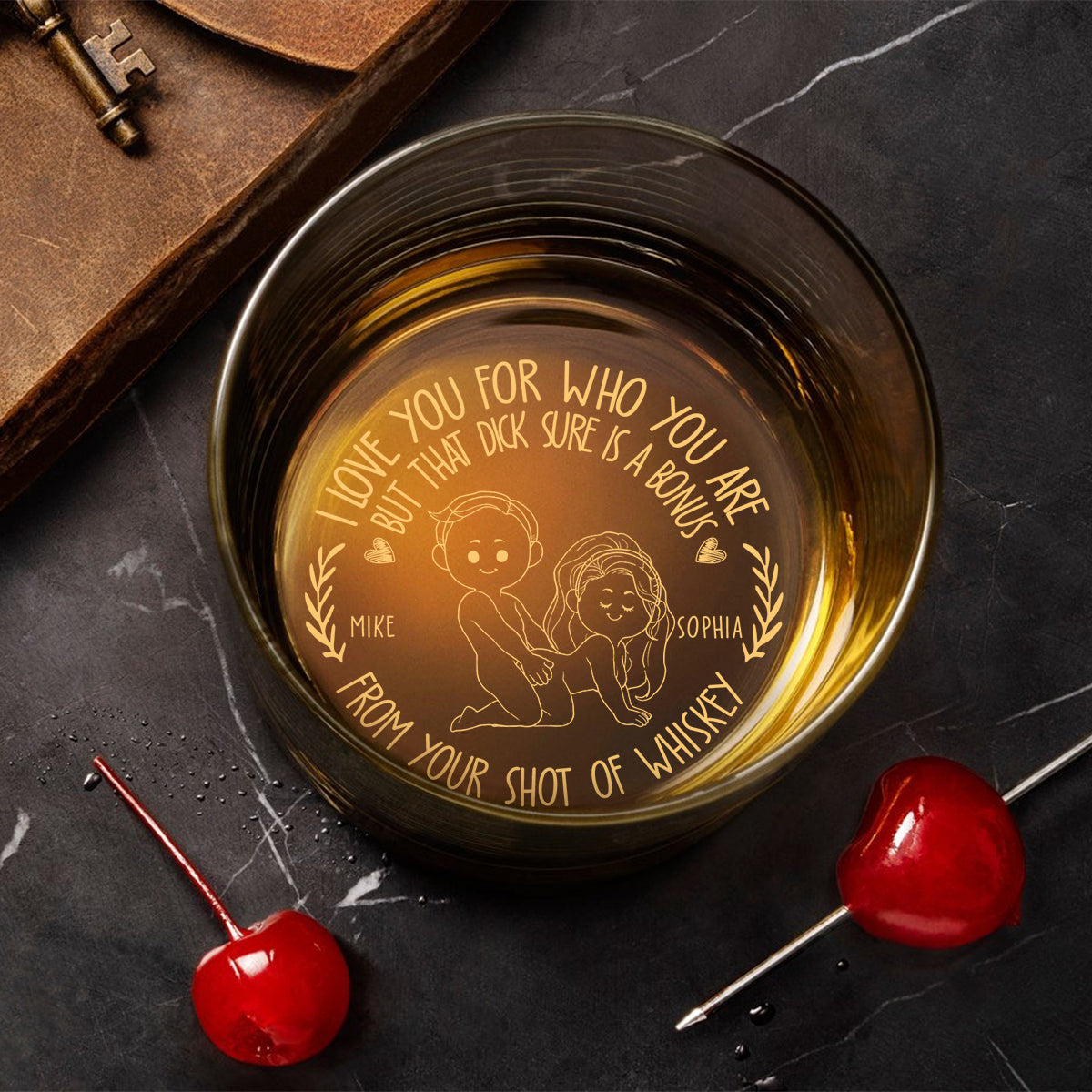 I Love You For Who You Are - Personalized Couple Engraved Whiskey Glass