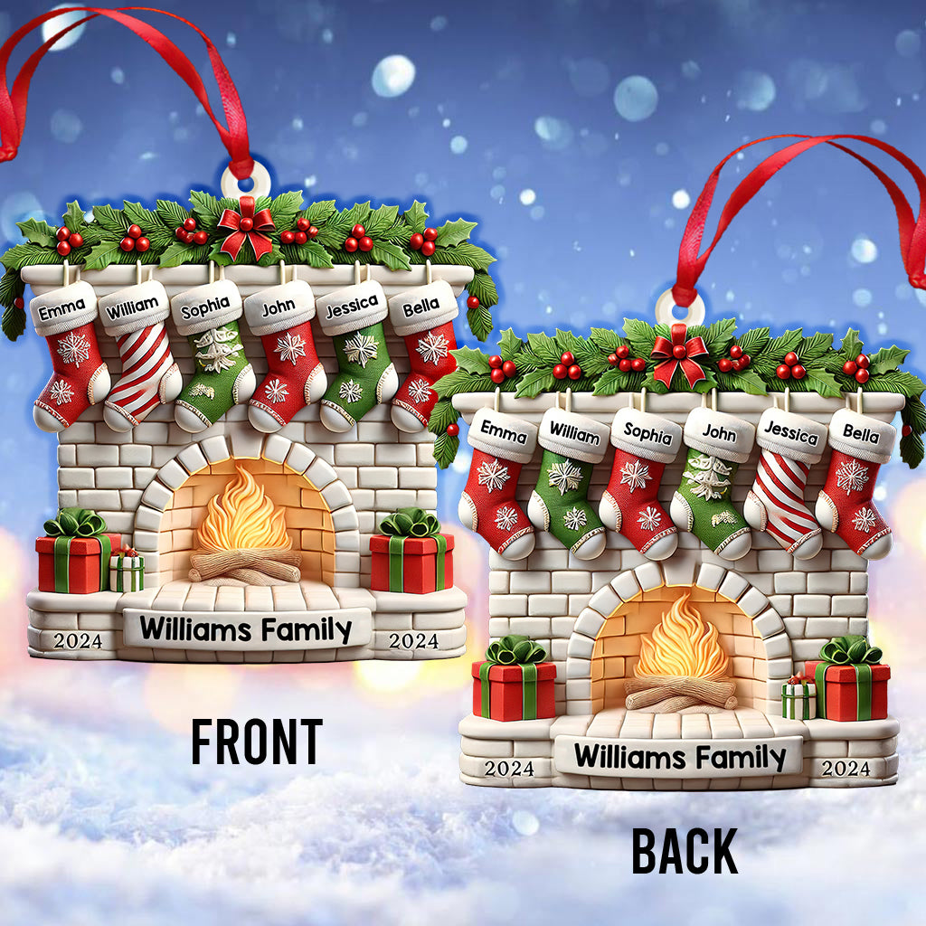 Stockings on Fireplace - Personalized Family Ornament