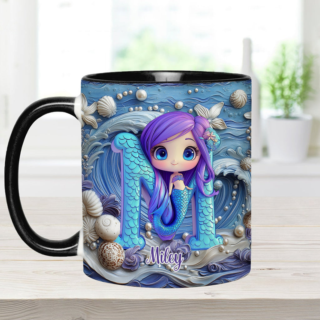 Beautiful Mermaid Letter - Personalized Kid Accent Mug