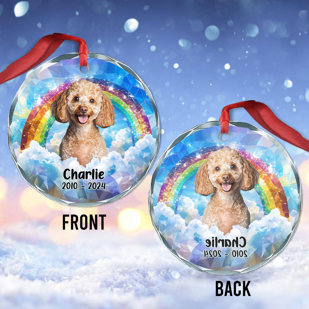 Forever In My Heart - Personalized Dog Round Shaped Glass Ornament