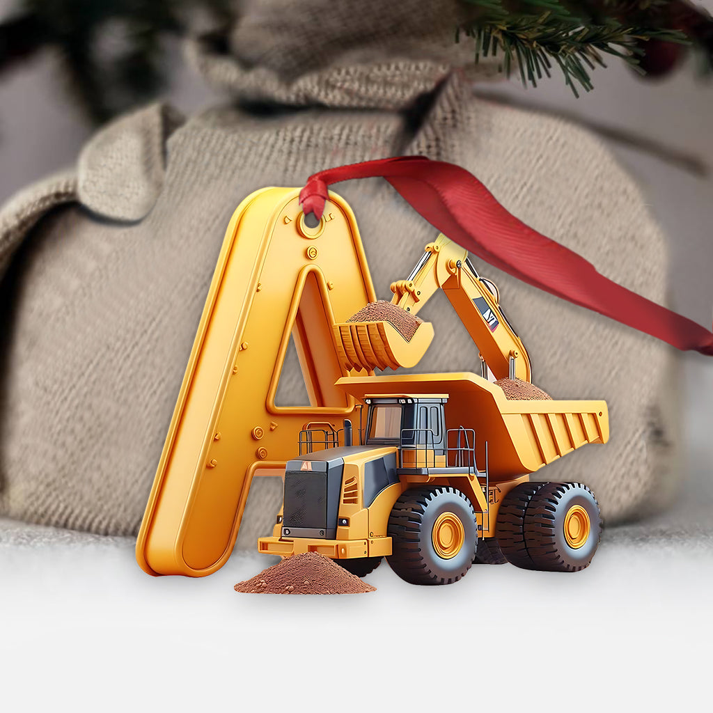 Construction Vehicles Letter - Personalized Kid Ornament
